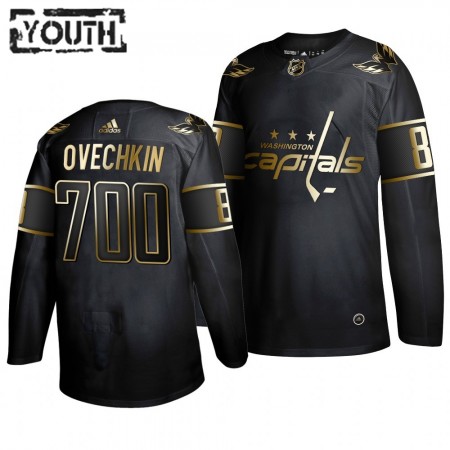 Washington Capitals Alexander Ovechkin 700 Goals Adidas 2019-2020 Zwart Golden Edition Authentic Shirt - Kinderen